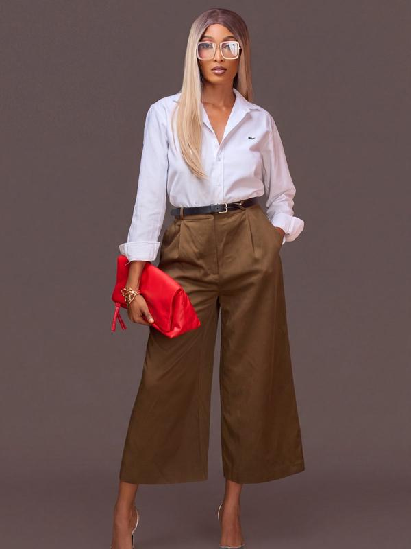 Pantalon palazzo ceinturé