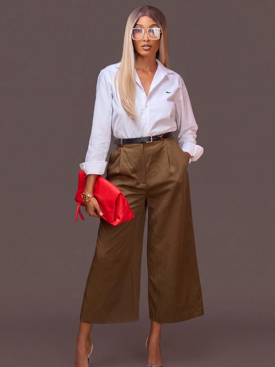 Pantalon palazzo ceinturé