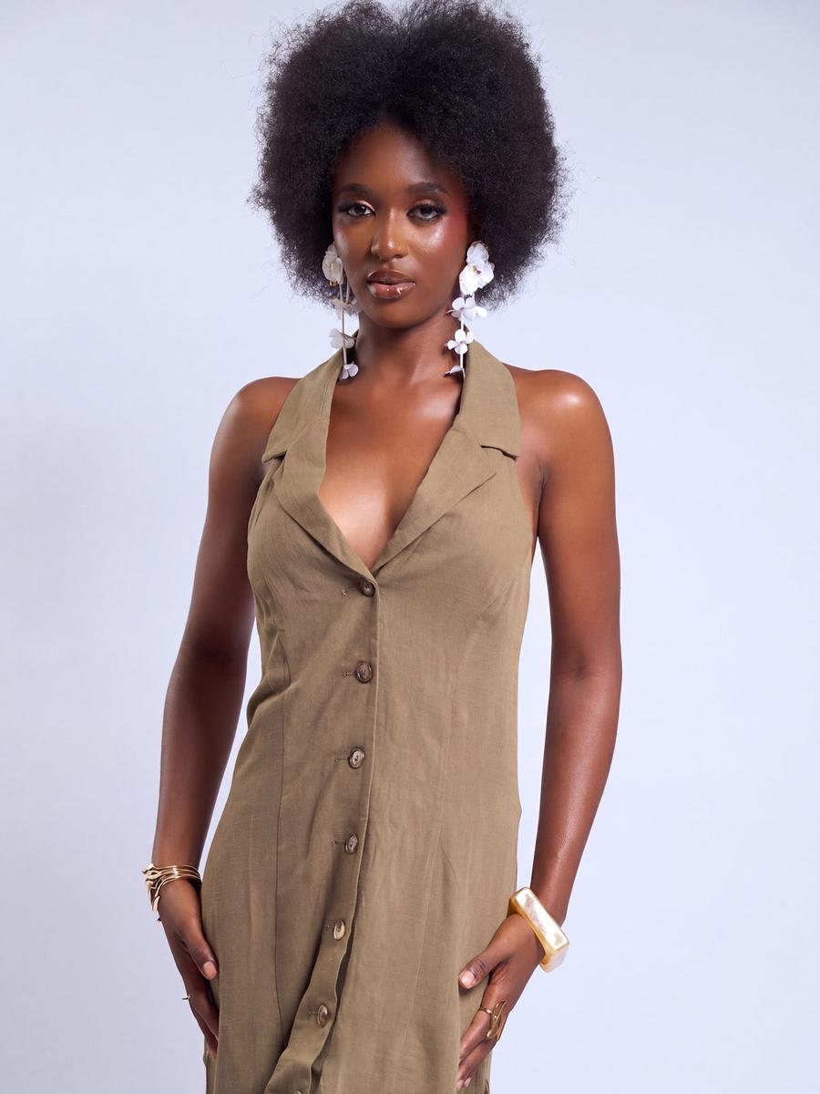 Robe chemise à dos nus