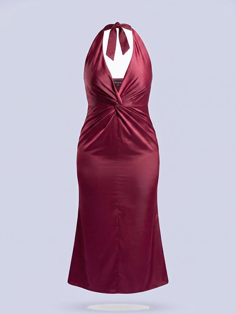 Robe satin col plongeant