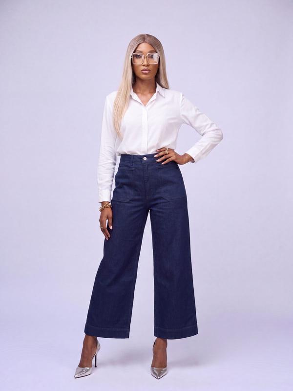 Jean large taille haute