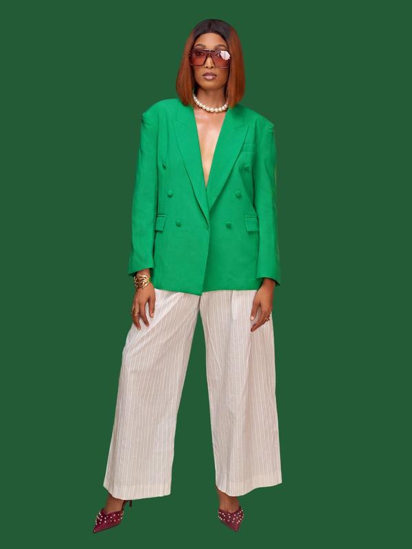 Pantalon large à rayures