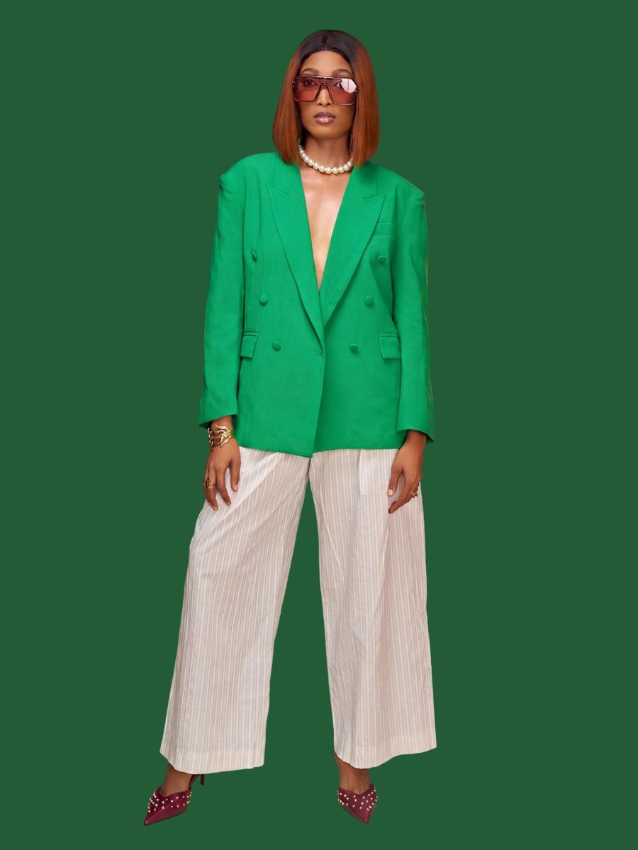 Pantalon large à rayures