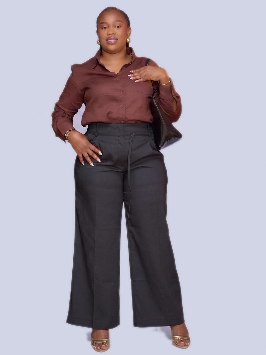 Pantalon large ceinturé