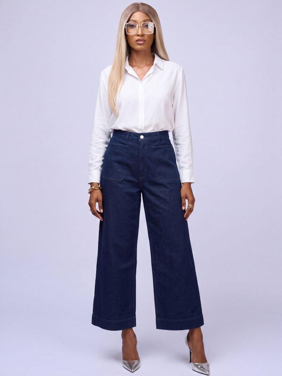 Jean large taille haute