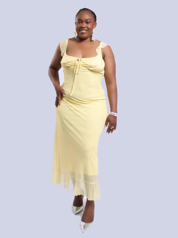 Robe longue à volants