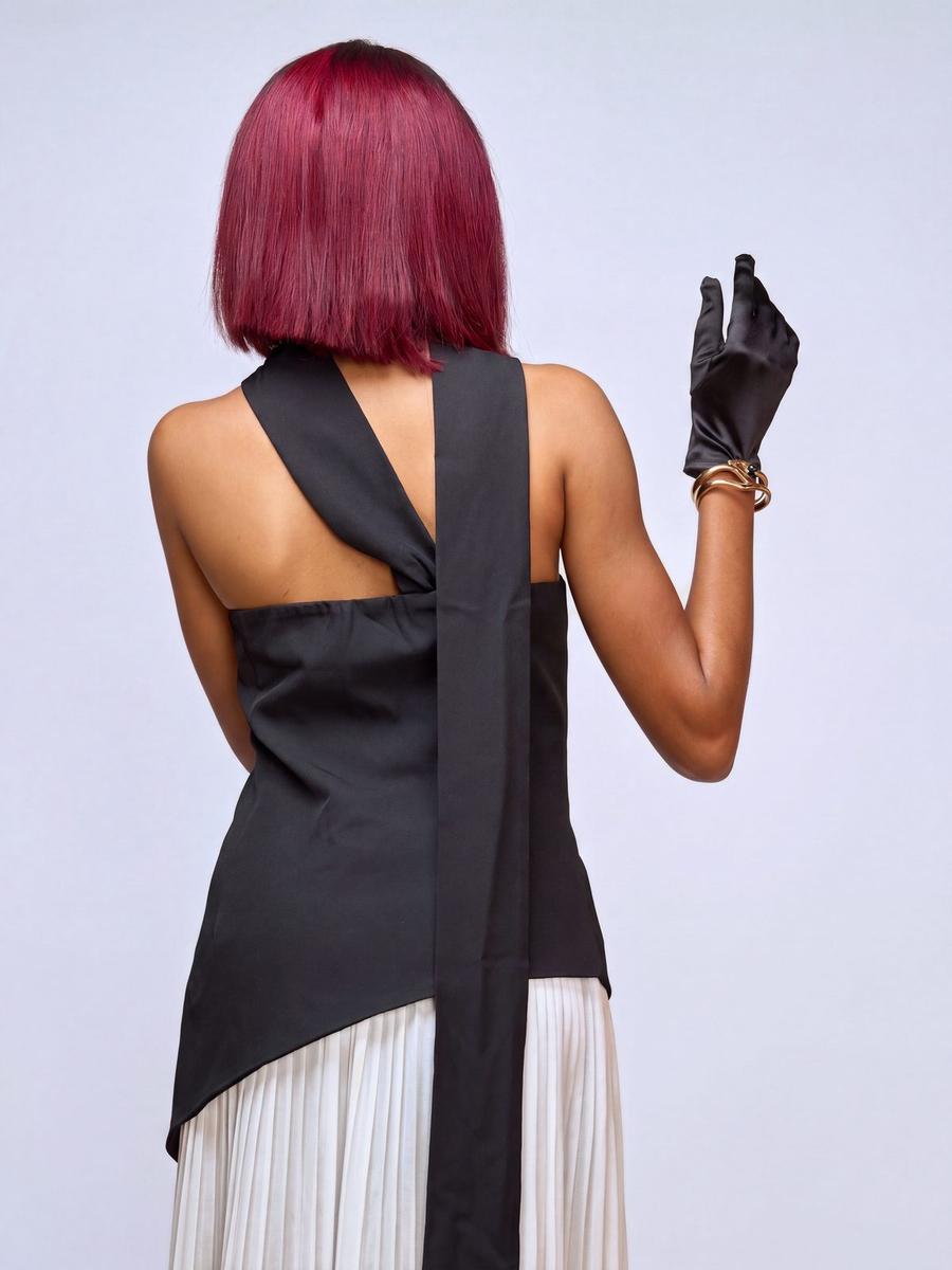 Robe bicolore plissée