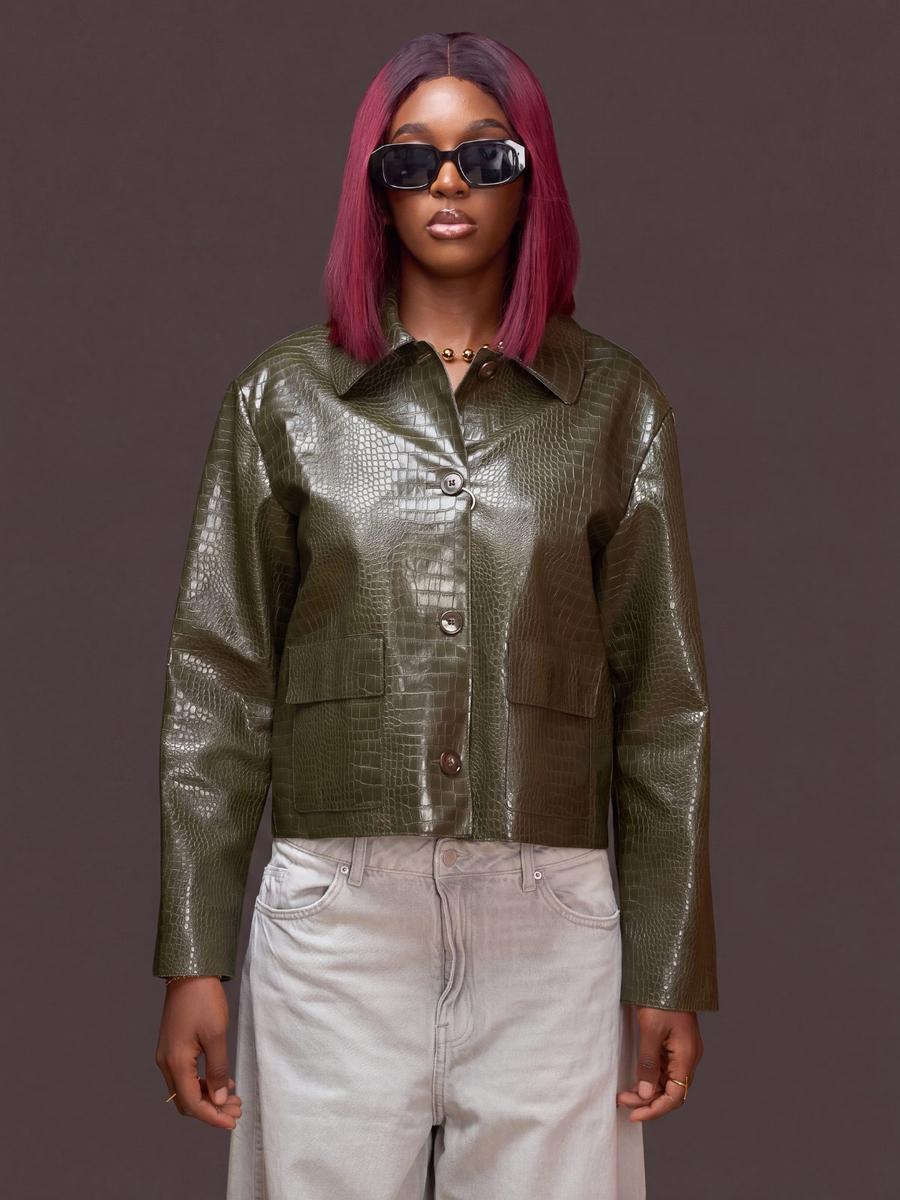 Veste courte simili cuir