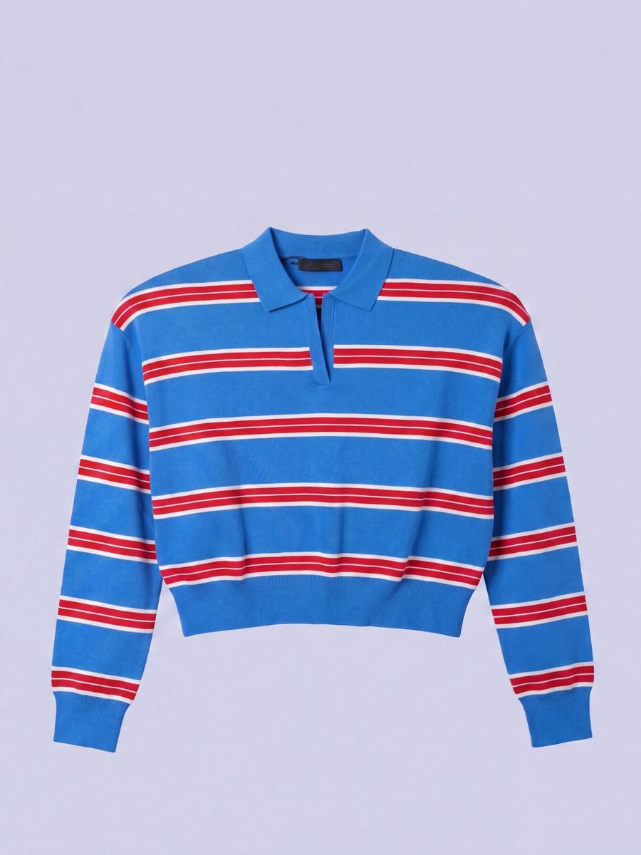 Pull polo court à rayures